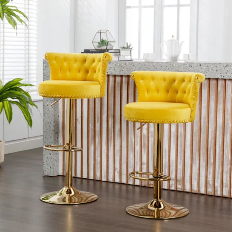 COOLMORE Swivel Bar Stools Set of 2 Adjustable Counter Height Chairs with Footrest for Kitchen, Dining Room 2PC/SET-海智集-Default-
