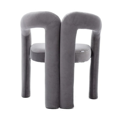 Contemporary Designed Velvet Fabric Upholstered Accent/Dining Chair /Barrel Side Chairs Kitchen Armchair for Living Room set of 2 (Gray Velvet)-海智集-Default-