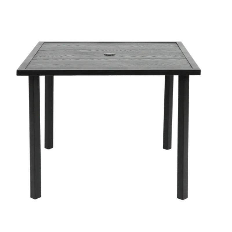 5-Piece Wicker Outdoor Table and Chairs, Patio Dining Set w/Square steel Tabletop and Umbrella Hole, Patio Table and Chairs Set for Backyard Deck Balcony Front Porch-海智集-Default-