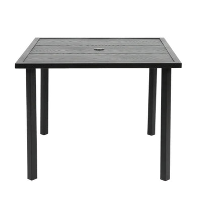 5-Piece Wicker Outdoor Table and Chairs, Patio Dining Set w/Square steel Tabletop and Umbrella Hole, Patio Table and Chairs Set for Backyard Deck Balcony Front Porch-海智集-Default-