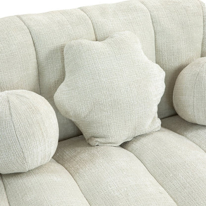 High Back Bean Bag Sofa Couch for Adults and Kids, Comfortable White Chenille Lounger, Indoor & Outdoor Use-海智集-Default-