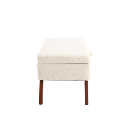 COOLMORE Teddy wool fabric, solid wood feet for solid weighing, and bed end stool with storage function-海智集-Default-