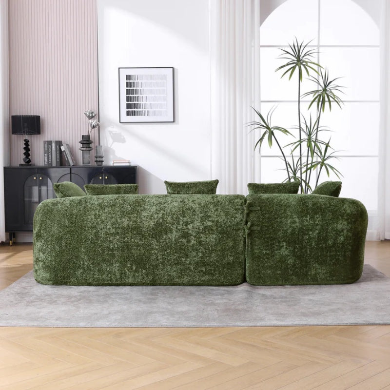 COOLMORE Boucle Sofa 3 Seater for Living Room Oversized Comfy Sofa L-Shape Sofa Couch with Chaise Home Furniture Sleeper Sectional Sofa for Apartment, Office Left Hand Facing (Green)-海智集-Default-