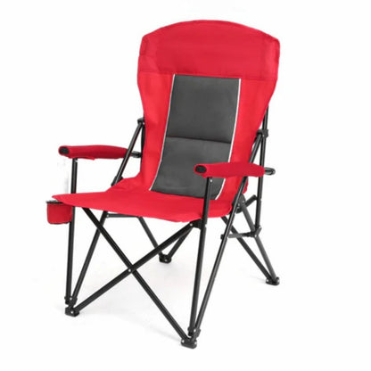 High Back Heavy Duty Lawn Chair Support 250LBS, Portable Collapsible Chair with Cup Holder -Red-海智集-Default-