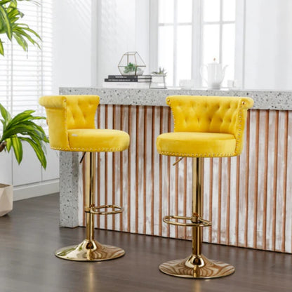 COOLMORE Swivel Bar Stools Set of 2 Adjustable Counter Height Chairs with Footrest for Kitchen, Dining Room 2PC/SET-海智集-Default-