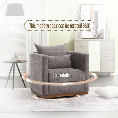 COOLMORE Swivel Barrel Chair, Comfy Round Accent Sofa Chair for Living Room, 360 Degree Swivel Barrel Club Chair, Leisure Arm Chair for Nursery, Hotel, Bedroom, Office, Lounge (Dark Gray Chenille)-海智集-Default-