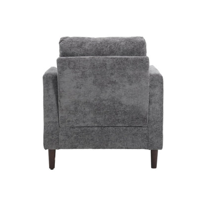 Wood Frame Armchair, Modern Accent Chair Lounge Chair for Living Room,Tufted Club Chair, Mid Century Modern Arm Chairs with Studded, Solid Wood Frame, for Bedroom, Reading (Gray Chenille)-海智集-Default-