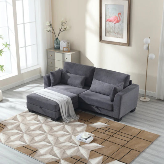 UNITED Modular Sectional Sofa L Shaped Modular Couch with Reversible Chaise Modular Sofa Sectional Couch with Storage Seats-海智集-Default-