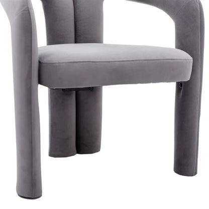 Contemporary Designed Velvet Fabric Upholstered Accent/Dining Chair /Barrel Side Chairs Kitchen Armchair for Living Room set of 2 (Gray Velvet)-海智集-Default-