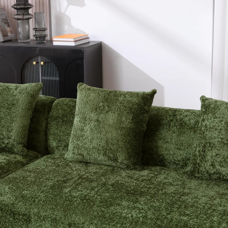 COOLMORE Boucle Sofa 3 Seater for Living Room Oversized Comfy Sofa L-Shape Sofa Couch with Chaise Home Furniture Sleeper Sectional Sofa for Apartment, Office Left Hand Facing (Green)-海智集-Default-