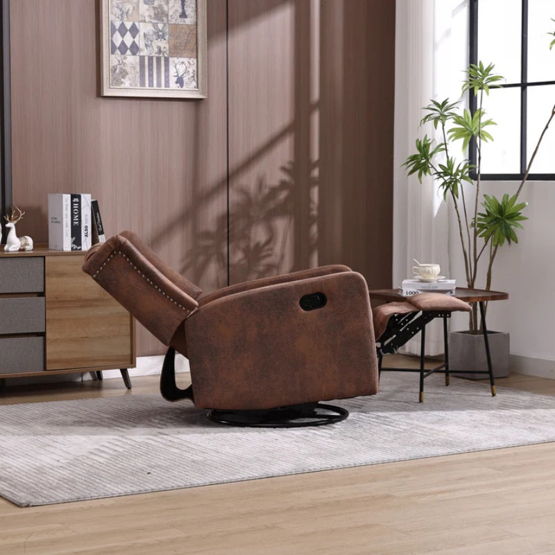 COOLMORE Rocking Recliner Chair,360 Degree Swivel Nursery Rocking Chair,Glider Chair,Modern Small Rocking Swivel Recliner Chair for Bedroom,Living Room Chair Home Theater Seat (Coffee)-海智集-Default-