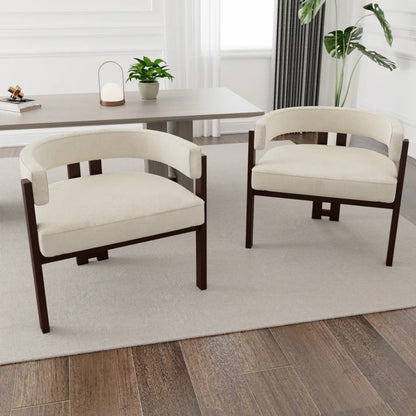 Modern Accent Chair Teddy Upholstered Armchair Beige Chenille 24.41'' x 20.47'' x 25.20''-海智集-Default-