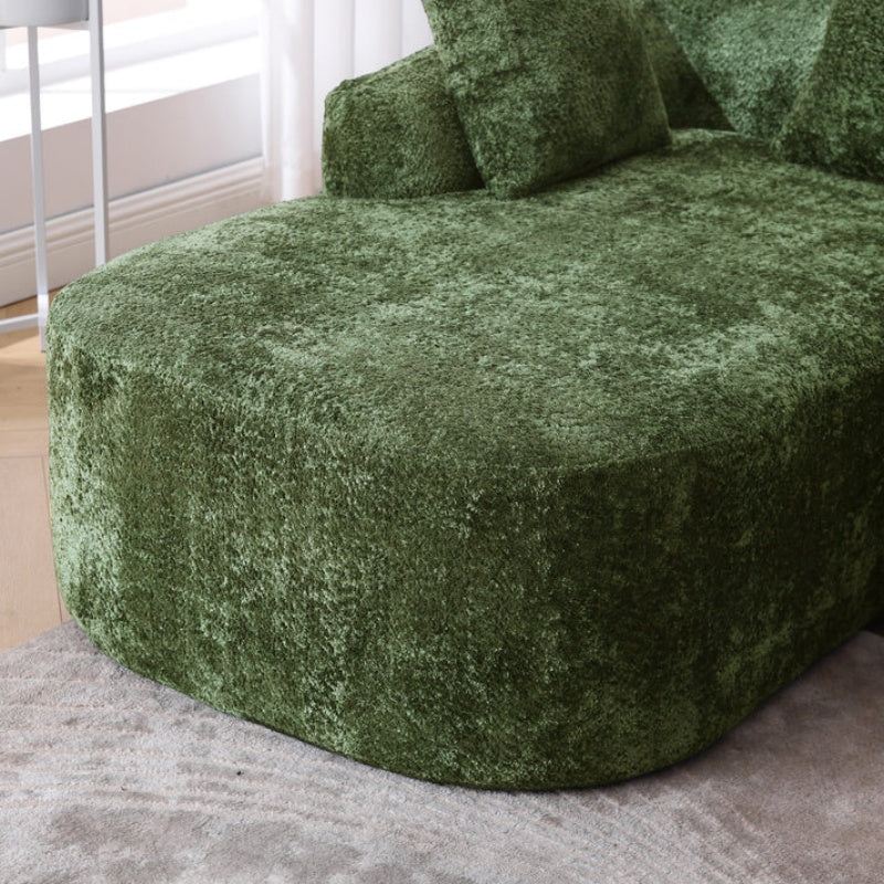 COOLMORE Boucle Sofa 3 Seater for Living Room Oversized Comfy Sofa L-Shape Sofa Couch with Chaise Home Furniture Sleeper Sectional Sofa for Apartment, Office Left Hand Facing (Green)-海智集-Default-