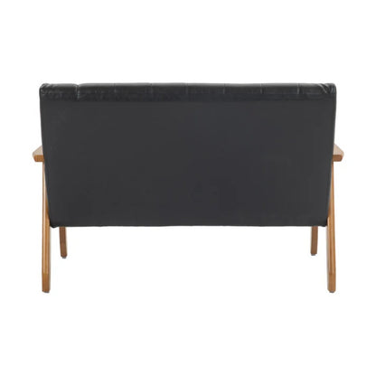 COOLMORE Mid-Century Modern Solid Loveseat Sofa Upholstered Pu Leather Loveseat, 2-Seat Upholstered Loveseat Sofa Modern Couch-海智集-Default-
