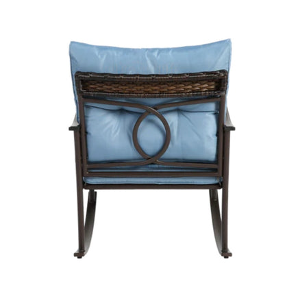 3 Pieces Patio Furniture Set Rocking Bistro Set Outdoor Rattan Conversation with Coffee Table for Garden Balcony Backyard Poolside-海智集-Default-