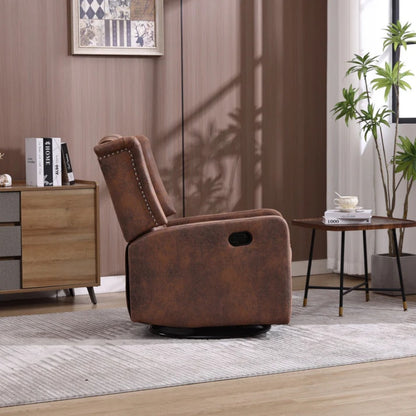 COOLMORE Rocking Recliner Chair,360 Degree Swivel Nursery Rocking Chair,Glider Chair,Modern Small Rocking Swivel Recliner Chair for Bedroom,Living Room Chair Home Theater Seat (Coffee)-海智集-Default-