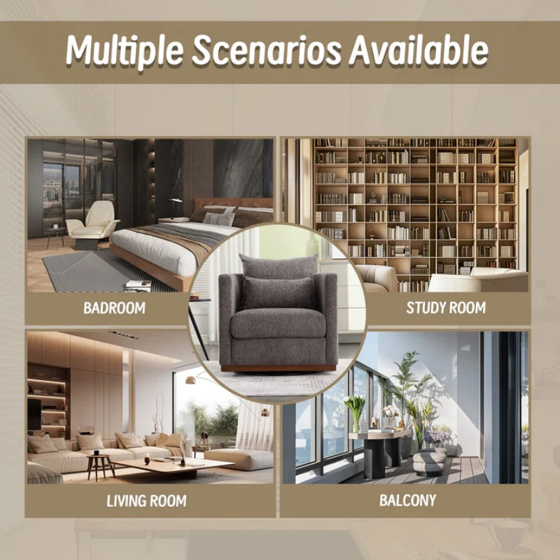COOLMORE Swivel Barrel Chair, Comfy Round Accent Sofa Chair for Living Room, 360 Degree Swivel Barrel Club Chair, Leisure Arm Chair for Nursery, Hotel, Bedroom, Office, Lounge (Dark Gray Chenille)-海智集-Default-