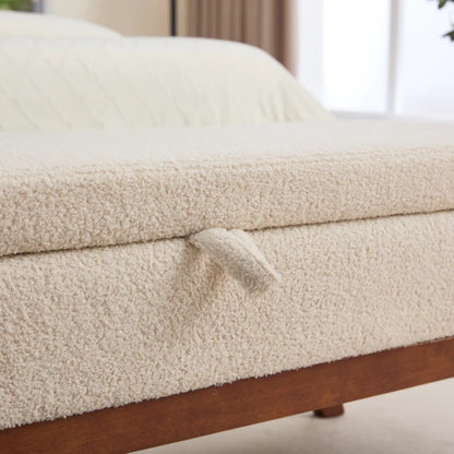 COOLMORE Teddy wool fabric, solid wood feet for solid weighing, and bed end stool with storage function-海智集-Default-