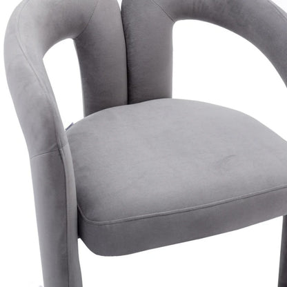 Contemporary Designed Velvet Fabric Upholstered Accent/Dining Chair /Barrel Side Chairs Kitchen Armchair for Living Room set of 2 (Gray Velvet)-海智集-Default-