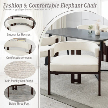 Modern Accent Chair Teddy Upholstered Armchair Beige Chenille 24.41'' x 20.47'' x 25.20''-海智集-Default-