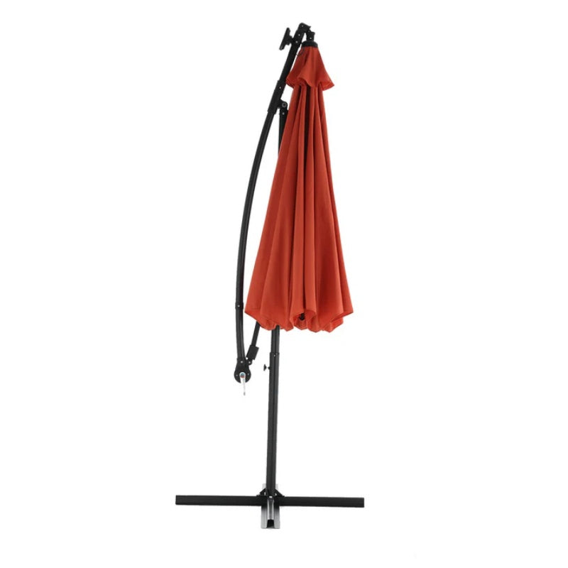 10ft Solar LED Offset Hanging Market Patio Umbrella (orange )(No Base)-海智集-Default-