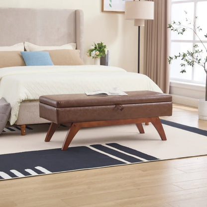 COOLMORE Teddy wool fabric, solid wood feet for solid weighing, and bed end stool with storage function-海智集-Default-