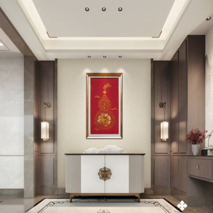 Chinese Landscape Embroidery Art - Silk Thread Mountain/Water Painting with Rosewood Frame-海智集-
