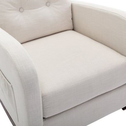 High Back Rocking Chair Nursery Chair .Comfortable Rocker Fabric Padded Seat .Modern High Back Armchair-海智集-Default-