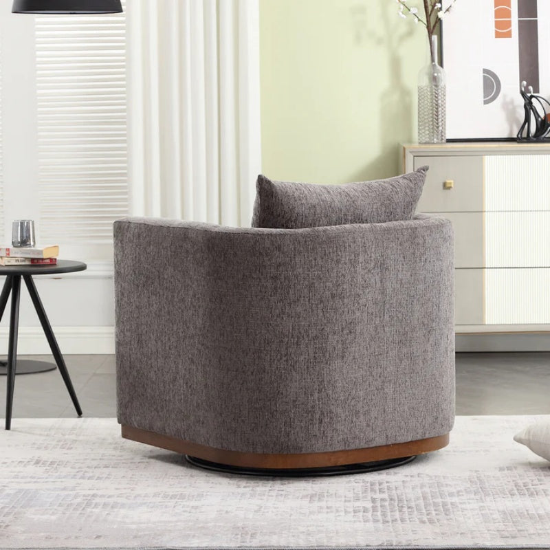 COOLMORE Swivel Barrel Chair, Comfy Round Accent Sofa Chair for Living Room, 360 Degree Swivel Barrel Club Chair, Leisure Arm Chair for Nursery, Hotel, Bedroom, Office, Lounge (Dark Gray Chenille)-海智集-Default-