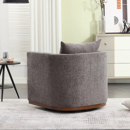 COOLMORE Swivel Barrel Chair, Comfy Round Accent Sofa Chair for Living Room, 360 Degree Swivel Barrel Club Chair, Leisure Arm Chair for Nursery, Hotel, Bedroom, Office, Lounge (Dark Gray Chenille)-海智集-Default-