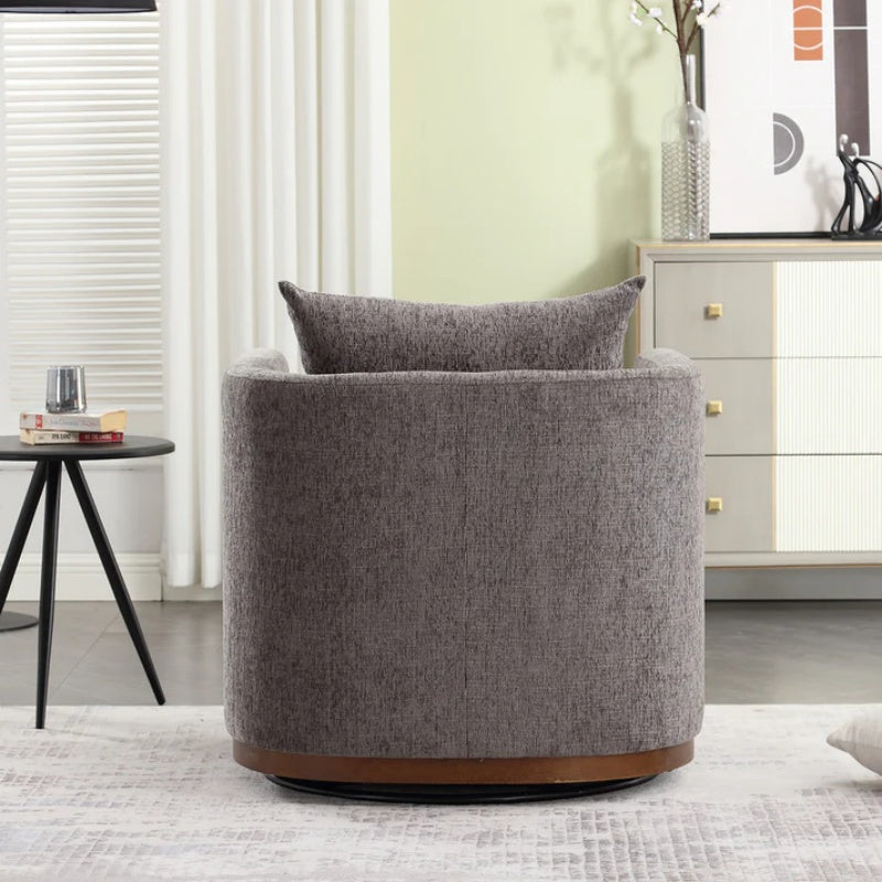 COOLMORE Swivel Barrel Chair, Comfy Round Accent Sofa Chair for Living Room, 360 Degree Swivel Barrel Club Chair, Leisure Arm Chair for Nursery, Hotel, Bedroom, Office, Lounge (Dark Gray Chenille)-海智集-Default-