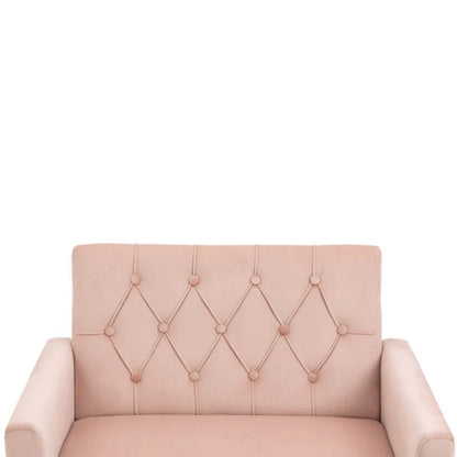 COOLMORE Velvet Armchair Single Sofa Modern Tufted Upholstered Side Reading Chairs with Arm and Gold Metal Leg for Living Room Bedroom (Pink)-海智集-Default-