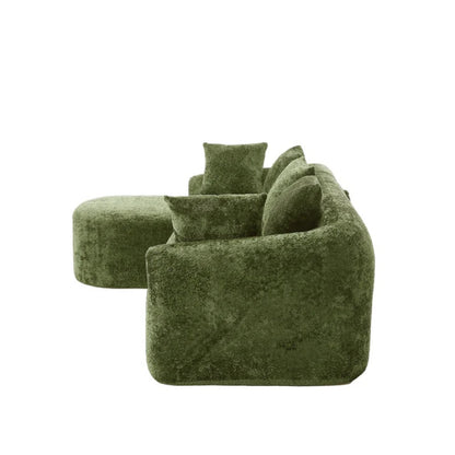 COOLMORE Boucle Sofa 3 Seater for Living Room Oversized Comfy Sofa L-Shape Sofa Couch with Chaise Home Furniture Sleeper Sectional Sofa for Apartment, Office Left Hand Facing (Green)-海智集-Default-