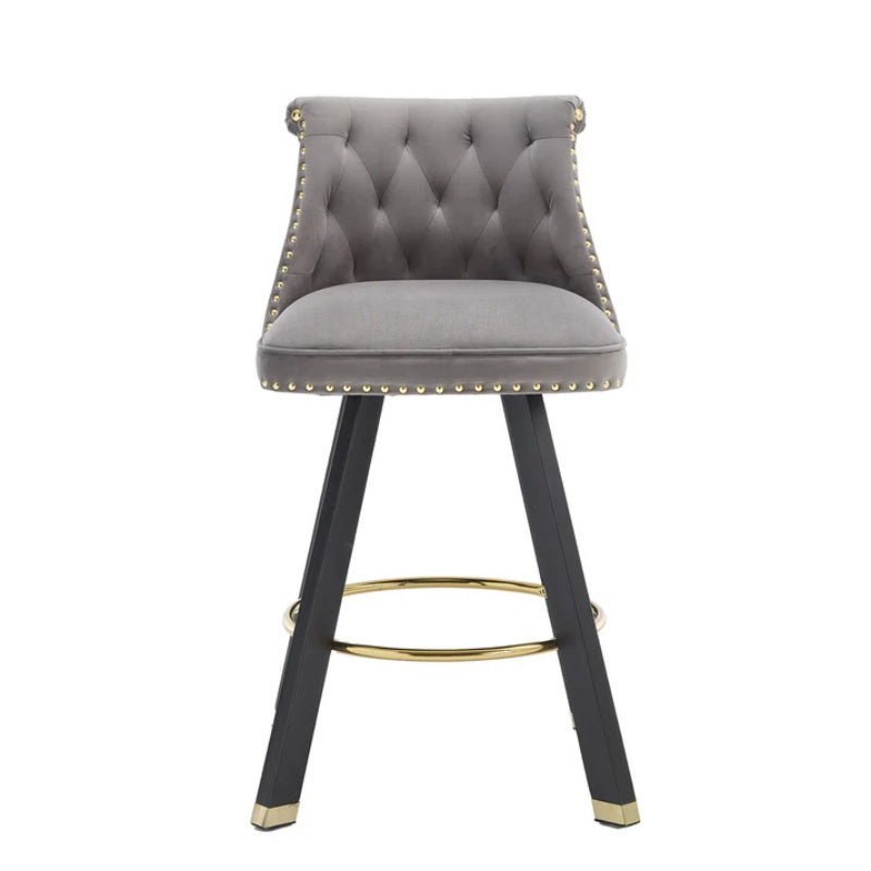 COOLMORE Set of 2,Back pull point design, velvet material, 360 degree rotation, back pull loop detachable design, rivet decoration, square foot wooden bar chair-海智集-Default-