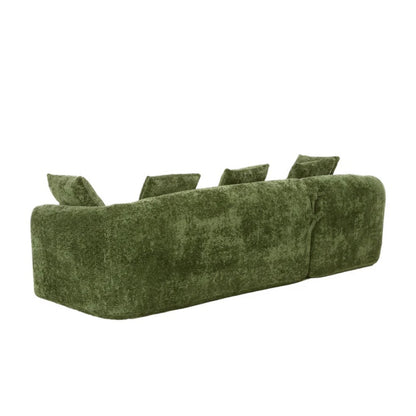 COOLMORE Boucle Sofa 3 Seater for Living Room Oversized Comfy Sofa L-Shape Sofa Couch with Chaise Home Furniture Sleeper Sectional Sofa for Apartment, Office Left Hand Facing (Green)-海智集-Default-
