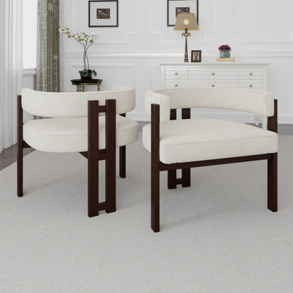 Modern Accent Chair Teddy Upholstered Armchair Beige Chenille 24.41'' x 20.47'' x 25.20''-海智集-Default-