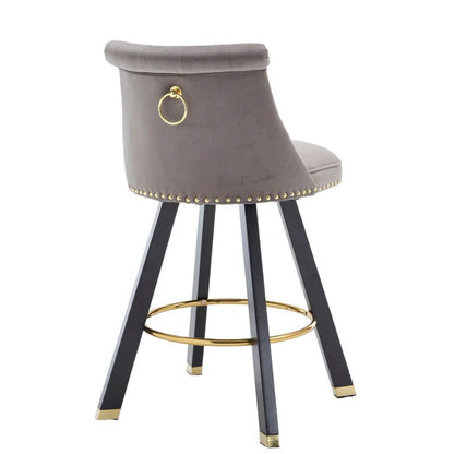 COOLMORE Set of 2,Back pull point design, velvet material, 360 degree rotation, back pull loop detachable design, rivet decoration, square foot wooden bar chair-海智集-Default-