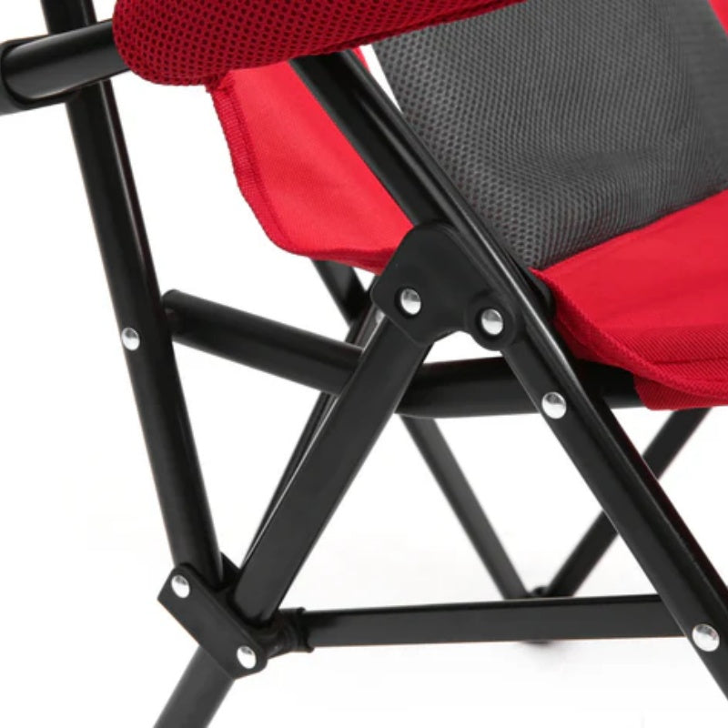 High Back Heavy Duty Lawn Chair Support 250LBS, Portable Collapsible Chair with Cup Holder -Red-海智集-Default-
