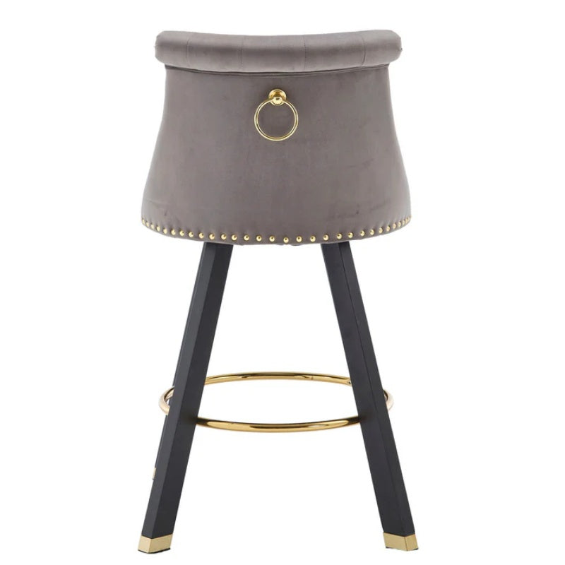 COOLMORE Set of 2,Back pull point design, velvet material, 360 degree rotation, back pull loop detachable design, rivet decoration, square foot wooden bar chair-海智集-Default-
