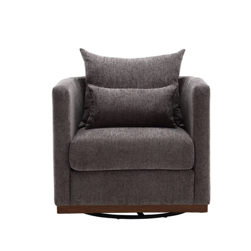 COOLMORE Swivel Barrel Chair, Comfy Round Accent Sofa Chair for Living Room, 360 Degree Swivel Barrel Club Chair, Leisure Arm Chair for Nursery, Hotel, Bedroom, Office, Lounge (Dark Gray Chenille)-海智集-Default-