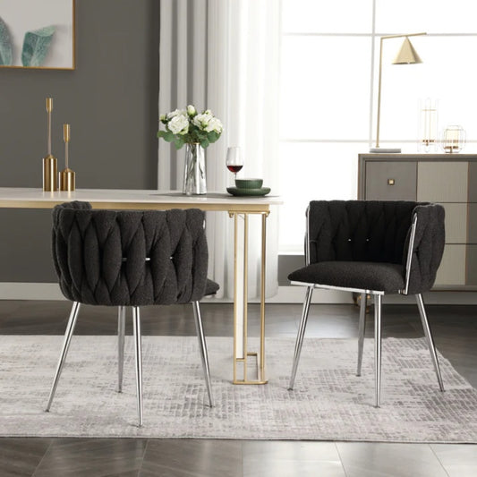 COOLMORE Leisure Dining Chairs Accent Chair Velvet Accent Lounge Chair With Metal Feet 2PC/SET-海智集-Default-