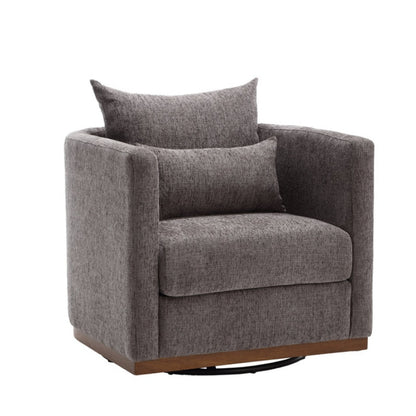 COOLMORE Swivel Barrel Chair, Comfy Round Accent Sofa Chair for Living Room, 360 Degree Swivel Barrel Club Chair, Leisure Arm Chair for Nursery, Hotel, Bedroom, Office, Lounge (Dark Gray Chenille)-海智集-Default-