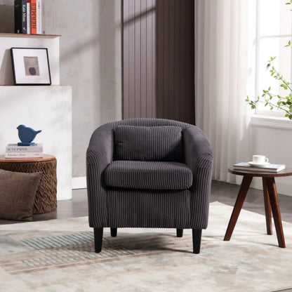 COOLMORE Living Room Accent Barrel Chair, Century Modern Style Decorative Chair, Armchair for Living Room with Thick Cushions and Pillows, Comfy Single Sofa Chair, Chair with Wooden Legs,dark grey-海智集-Default-