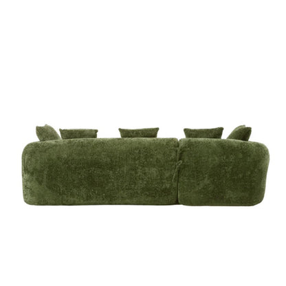 COOLMORE Boucle Sofa 3 Seater for Living Room Oversized Comfy Sofa L-Shape Sofa Couch with Chaise Home Furniture Sleeper Sectional Sofa for Apartment, Office Left Hand Facing (Green)-海智集-Default-