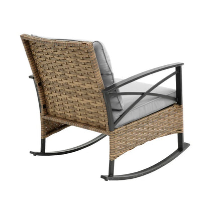 3pcs rocking rattan set wholesale leisure chair outdoor rattan rocking chair set grey-海智集-Default-