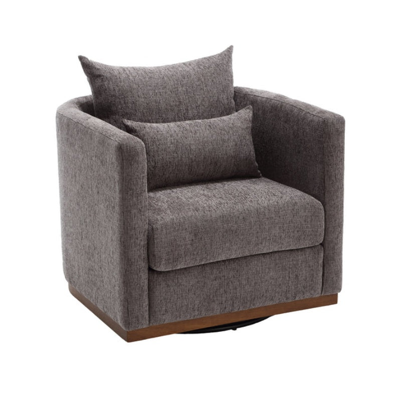 COOLMORE Swivel Barrel Chair, Comfy Round Accent Sofa Chair for Living Room, 360 Degree Swivel Barrel Club Chair, Leisure Arm Chair for Nursery, Hotel, Bedroom, Office, Lounge (Dark Gray Chenille)-海智集-Default-