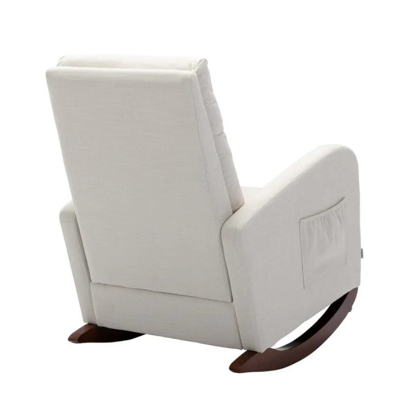 High Back Rocking Chair Nursery Chair .Comfortable Rocker Fabric Padded Seat .Modern High Back Armchair-海智集-Default-