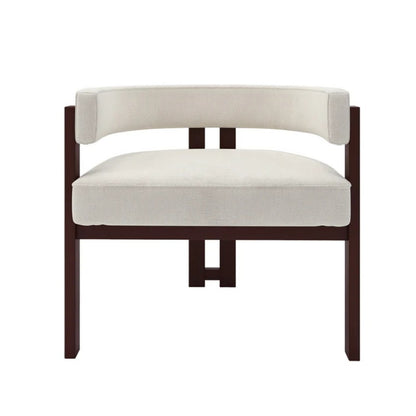 Modern Accent Chair Teddy Upholstered Armchair Beige Chenille 24.41'' x 20.47'' x 25.20''-海智集-Default-
