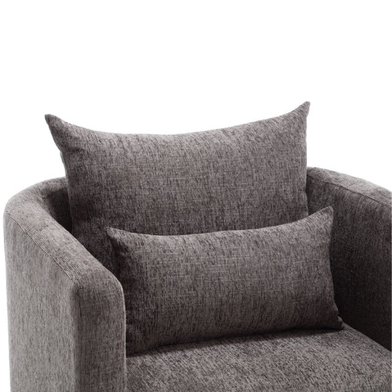 COOLMORE Swivel Barrel Chair, Comfy Round Accent Sofa Chair for Living Room, 360 Degree Swivel Barrel Club Chair, Leisure Arm Chair for Nursery, Hotel, Bedroom, Office, Lounge (Dark Gray Chenille)-海智集-Default-
