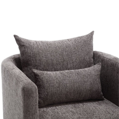 COOLMORE Swivel Barrel Chair, Comfy Round Accent Sofa Chair for Living Room, 360 Degree Swivel Barrel Club Chair, Leisure Arm Chair for Nursery, Hotel, Bedroom, Office, Lounge (Dark Gray Chenille)-海智集-Default-